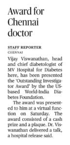 Award For Chennai Doctor