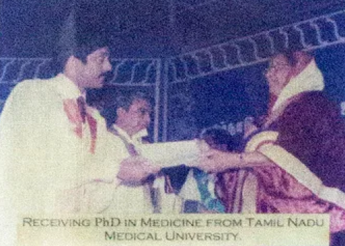 Receiving PhD in Medicine from Tamil Nadu Medical University